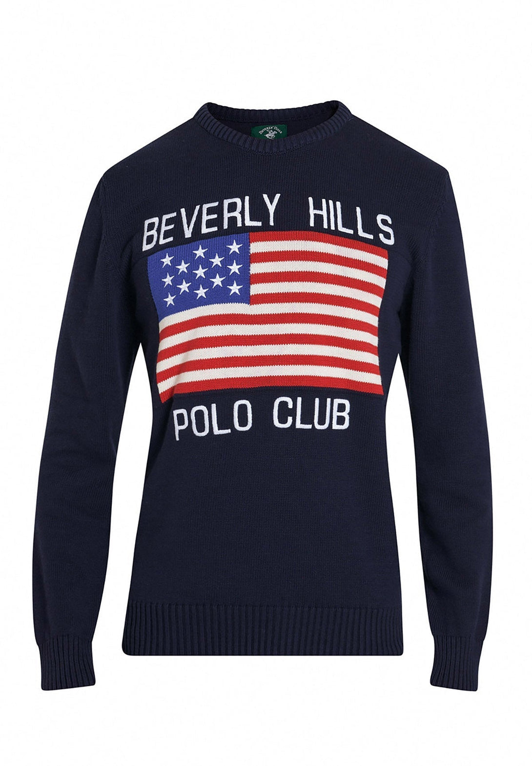 Beverly Hills Polo Club UK-US FLAG CREW NECK KNIT NAVY