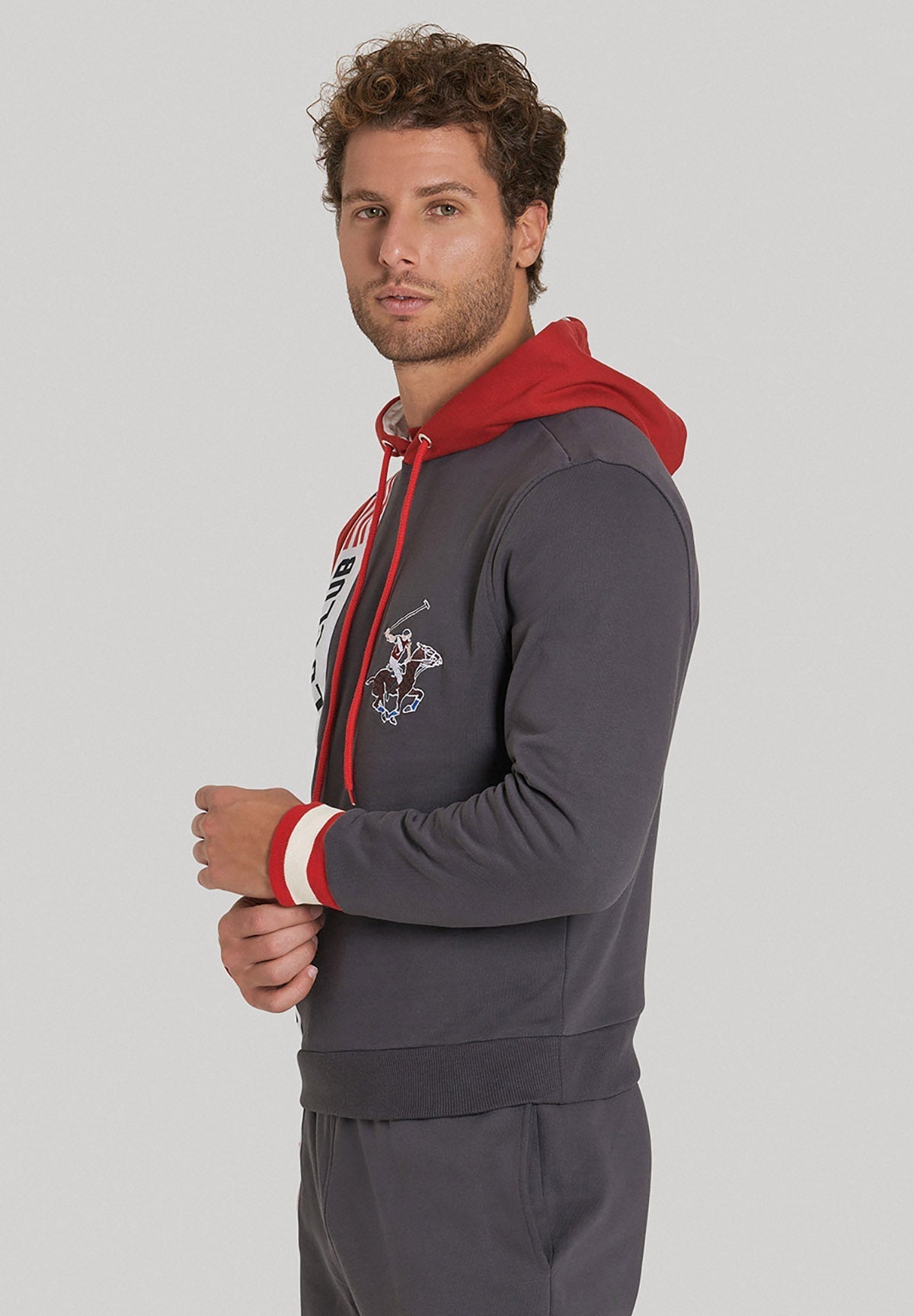 US POLO PONY HOODIE DARK GREY BEVERLY HILLS POLO CLUB