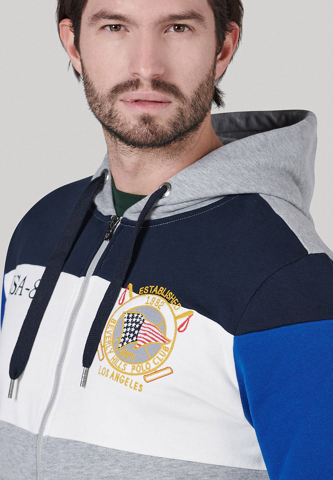 Beverly Hills Polo Club UK-USA-82 ZIP HOODIE GREY MELANGE