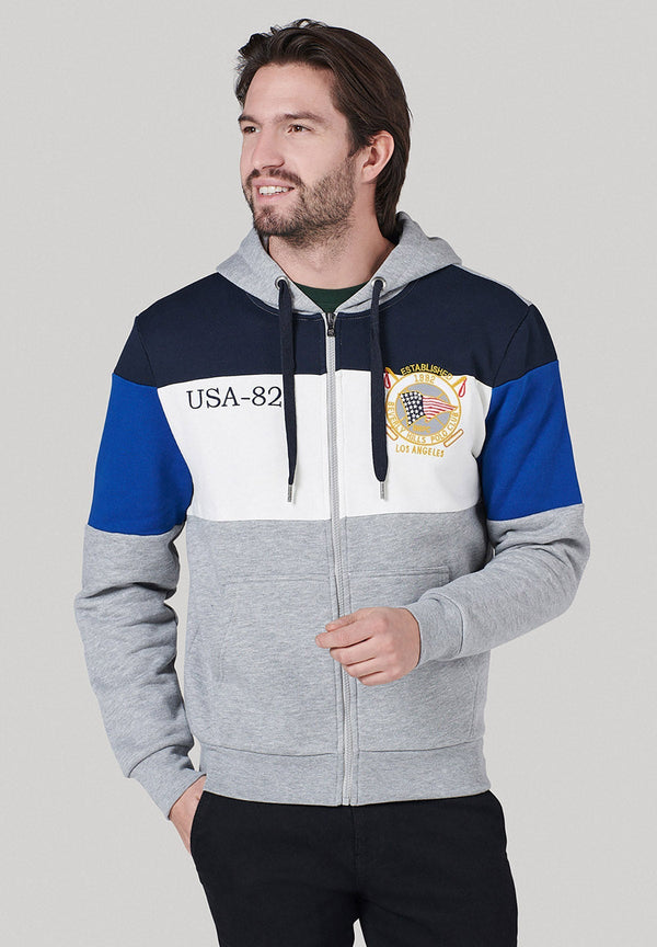 Beverly Hills Polo Club UK-USA-82 ZIP HOODIE GREY MELANGE