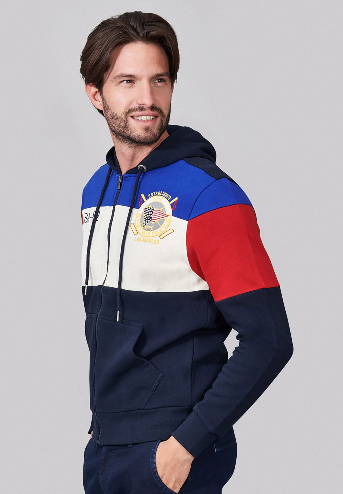 Beverly Hills Polo Club UK-USA-82 ZIP HOODIE NAVY