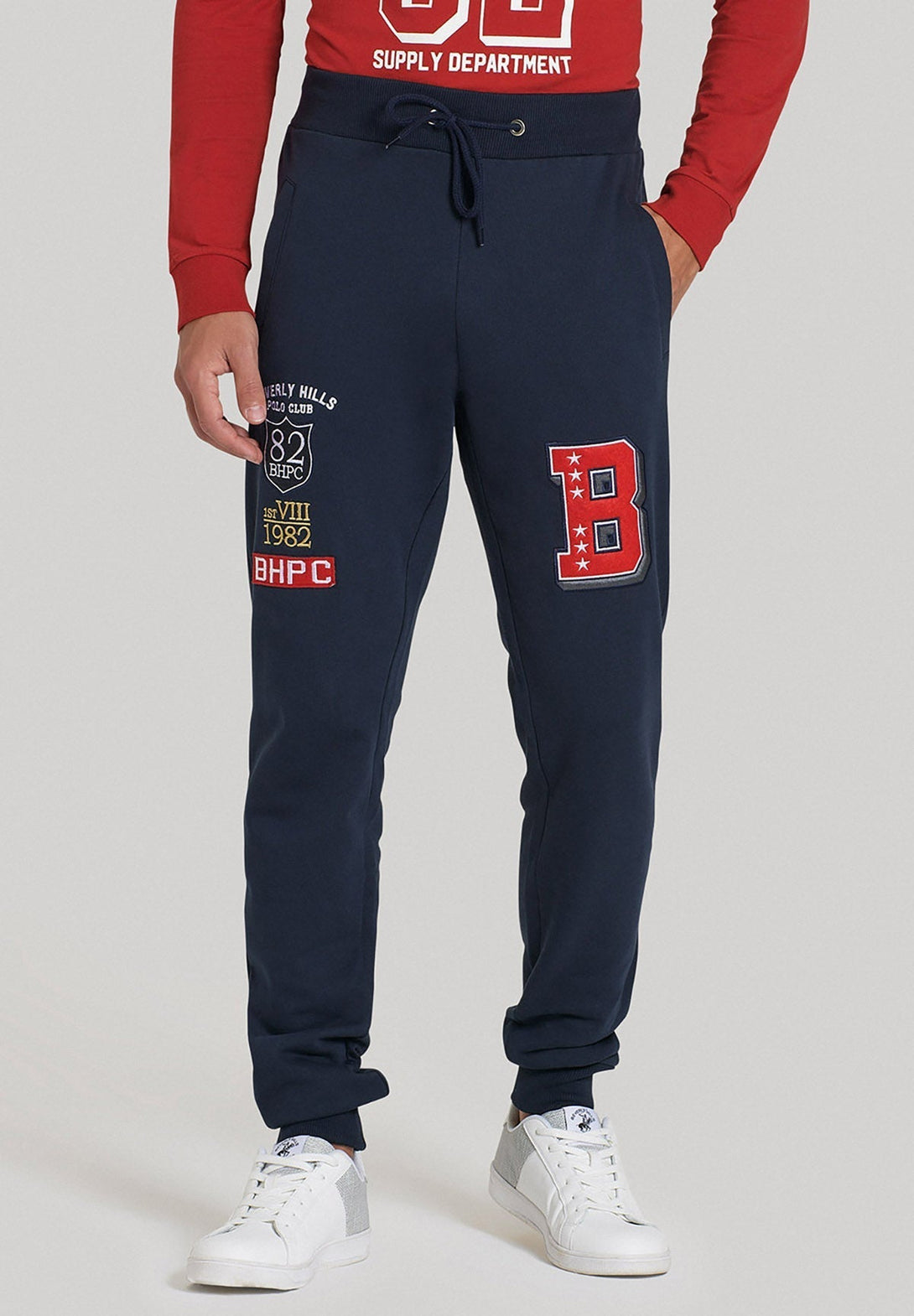 Beverly Hills Polo Club UK-VARSITY BADGE JOGGERS NAVY