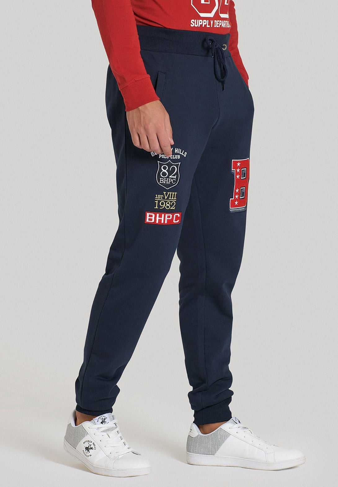 Beverly Hills Polo Club UK-VARSITY BADGE JOGGERS NAVY