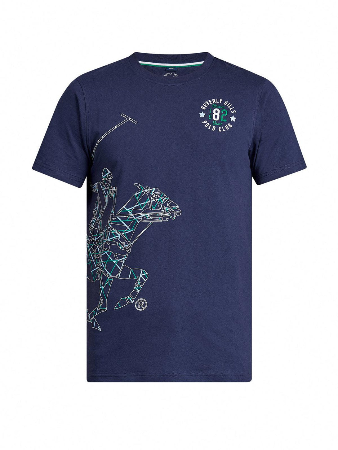 Beverly Hills Polo Club UK-WIREFRAME POLO PONY T-SHIRT TRUE NAVY