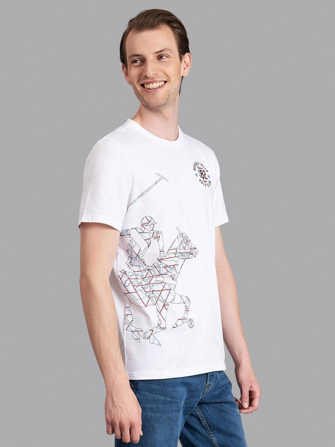 Beverly Hills Polo Club UK-WIREFRAME POLO PONY T-SHIRT WHITE