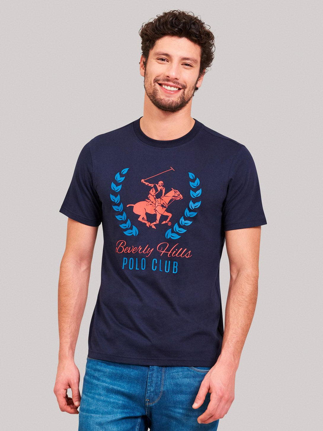 Beverly Hills Polo Club UK-WREATH POLO PONY T-SHIRT TRUE NAVY